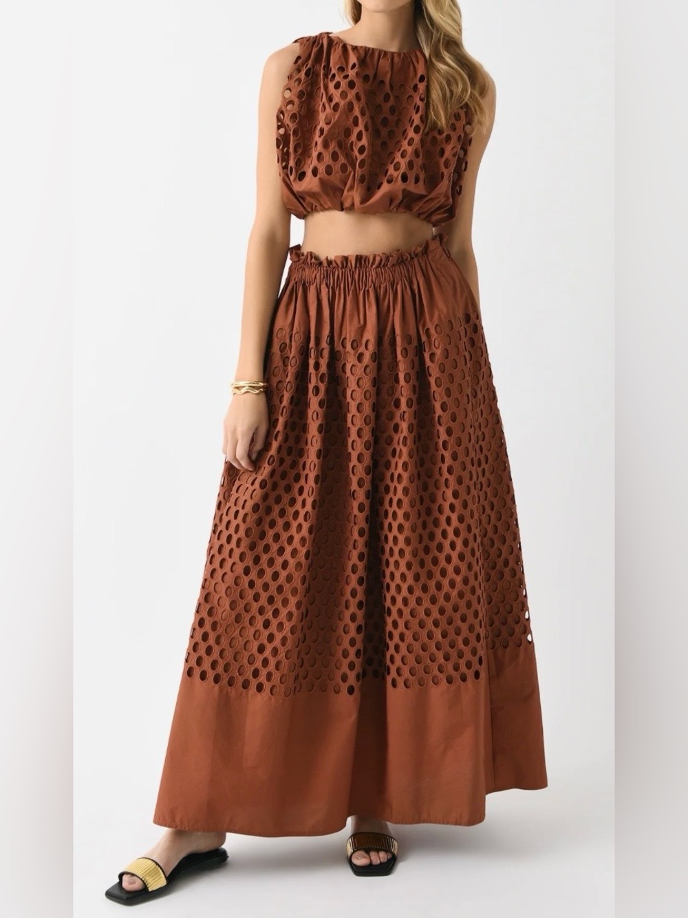 A.L.C. Flora Eyelet Maxi Skirt in Sequoia Brown Size XS (matching top available)